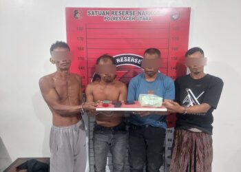 Empat Pria Ditangkap di Aceh Utara, 1 Kilogram Sabu Diamankan